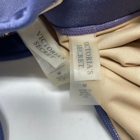 Victorias Secret 2009 Y2K Gold Chain Halter Bikini Swimsuit Swim Purple womens M - Picture 11 of 12